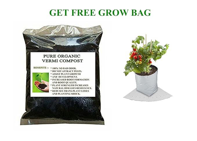 Elamgreen Organic Vermi Compost for Plants Enriched with Neem and Grow Bag for Plants, 1 Kg