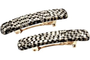 France Luxe Mini Rectangle Barrette, Opera Silver, Set of 2 - Classic French Design For Everyday Wear