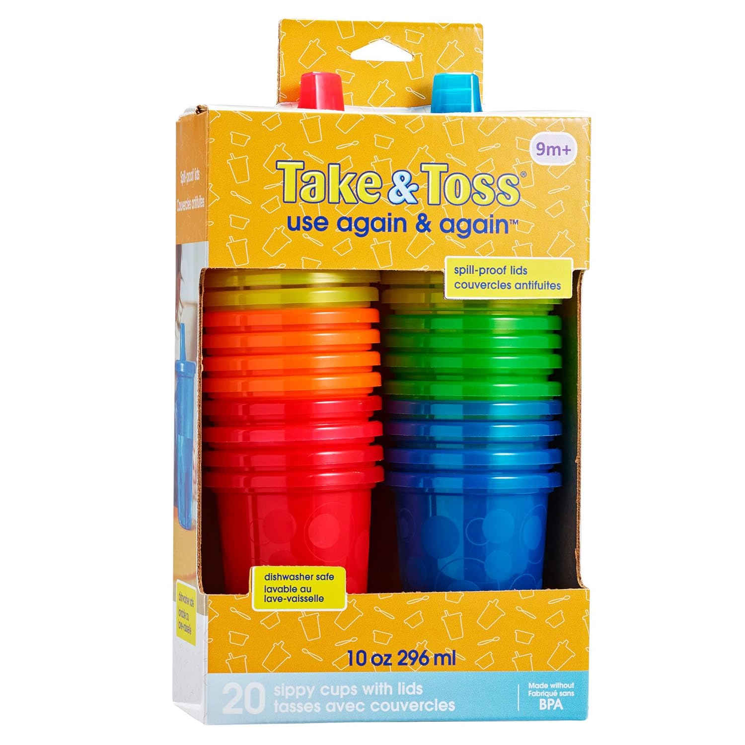 The First Years Take & Toss Spill Proof Sippy Cups Value Pack, Rainbow, 20-Pieces : Baby