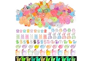 190 PCS Luminous Mini Resin Ducks Tiny Glow in The Dark Duck Chickens Rabbit Frogs Dolphin Mushroom Puppy Resin Miniature Ani
