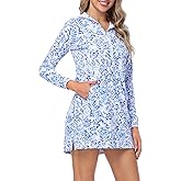 HDE Beach Coverups for Women UPF 50 Long Sleeve Swim Cover Up Dress with Hood Quick Dry Sun Protection Tunic with Pockets