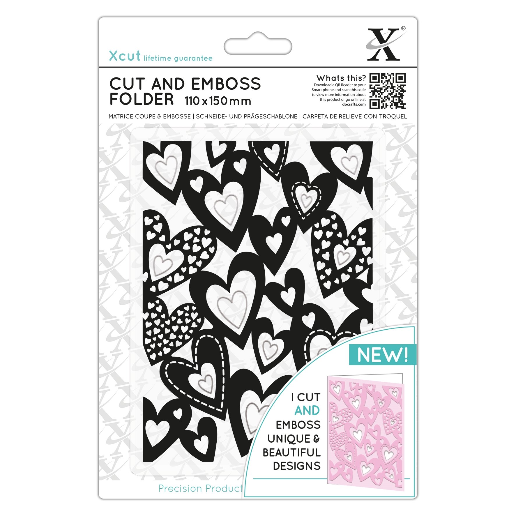 Xcut 110 x 150mm Cut & Embossing Folder, Multi Hearts, Crafting Supplies, Card Making, Scrapbooking, Textured Craft Creative Designs, Stamp Pads, Die Cutting, Embossing Tools & Supplies