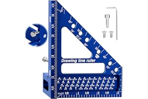 Aiwons 3D Multi-Angle Measuring Ruler -Precision Woodworking 3D Square Protractor 22.5-90 Degree and Miter Triangle Ruler - Aluminum Alloy Drawing Line Ruler for Engineer Carpenter and Craftsmen Blue