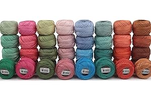 AMOHilos 40 Colors Size 8 Double Mercerized Egyptian Long Staple Cotton Pearl Thread 5 Grams Ball Rainbow Color Embroidery Thread for Crochet Hardanger Cross Stitch Hand Embroidery (40A)