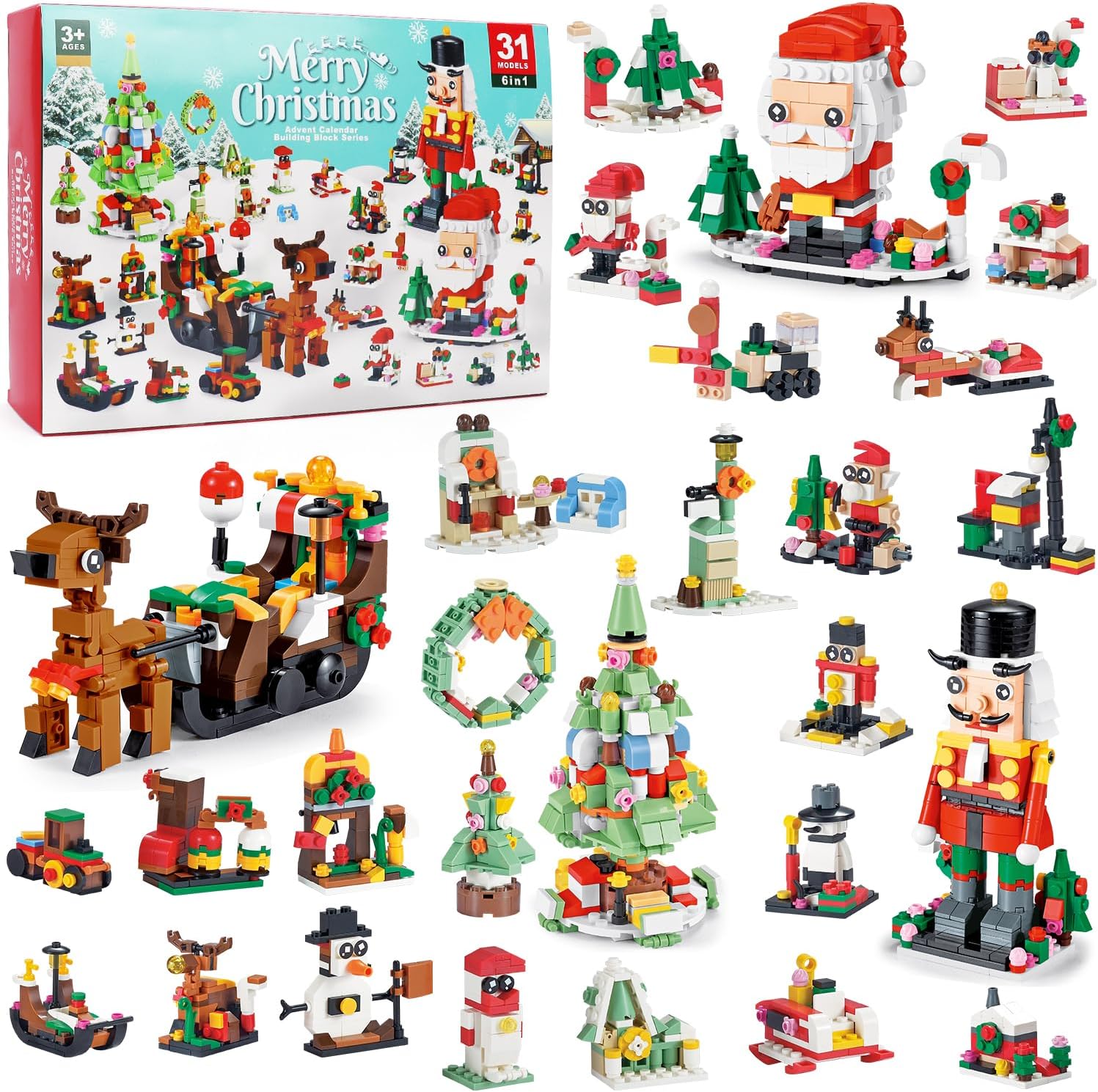 Advent Calendars - Christmas Advent Calendar 2023, Kids 6 in 1 Building Blocks, 24 Days Countdown Calendar Toys for Kids, Christmas Building Toys, Kids Christmas Gifts for Boys & Girls, Christmas Stocking Stuffers