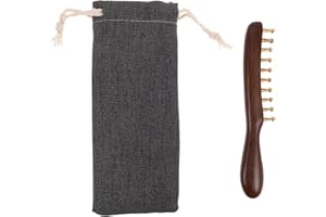 Beavorty Sandalwood Wide Tooth Comb: With Copper Bristles Scalp Massage Tool Handmade Natural Wood Head Massager With Cloth B