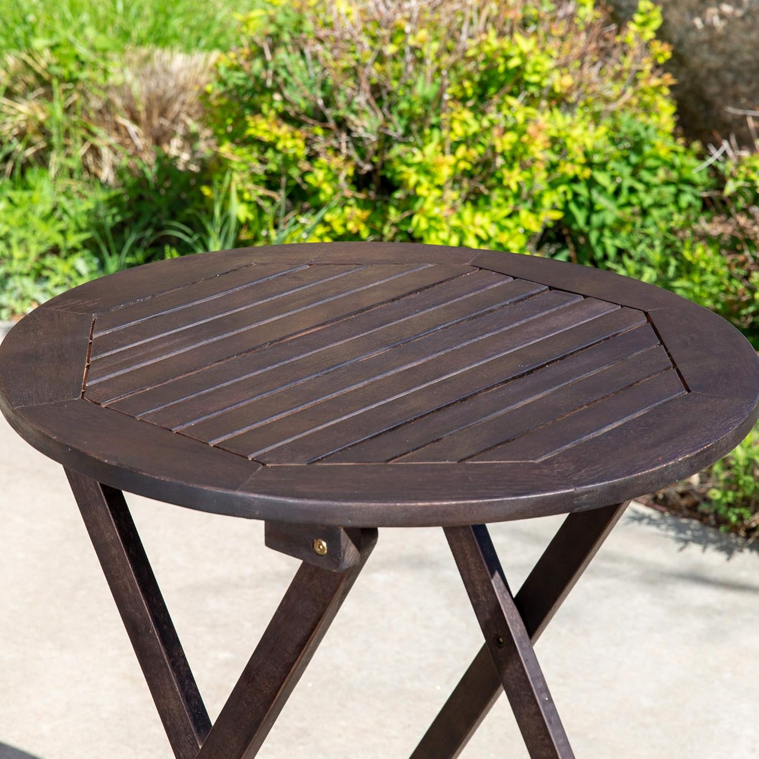 DTY Outdoor Living Twin Lakes 3-Piece Eucalyptus Café Bistro Set - Espresso, Round Table: Garden & Outdoor