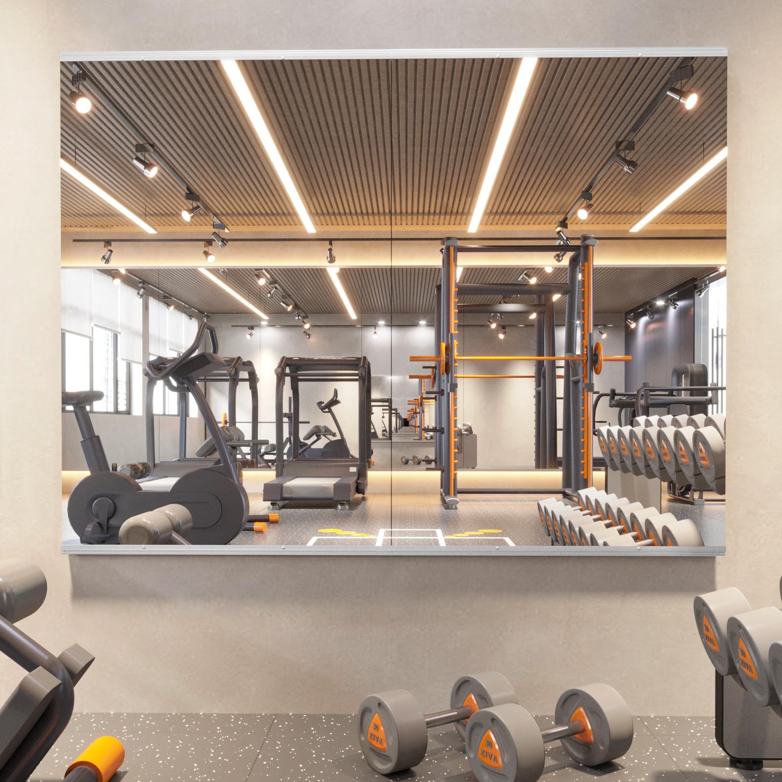 Photo 1 of pertetey Home Gym Mirror, 48X30 Inch(Each)-2Pack Wall Mounted Large Frameless Tempered Glass Mirror, Idea for Gym, Yoga, Bedroom, Dance Studio, Living Room