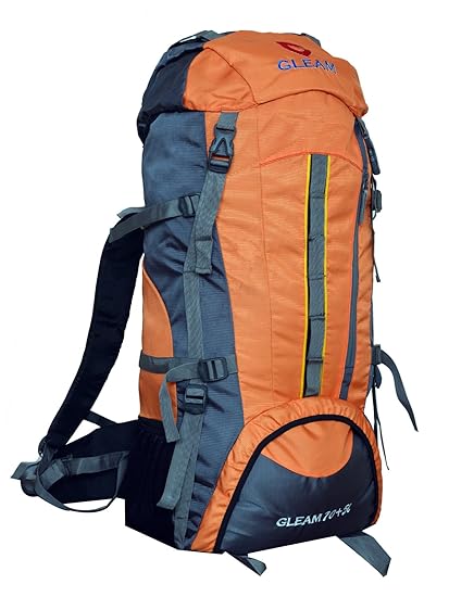 Gleam 2209 Climate Proof Mountain Trekking & Rucksack Backback 75Litres Orange & Grey with Rain Cover