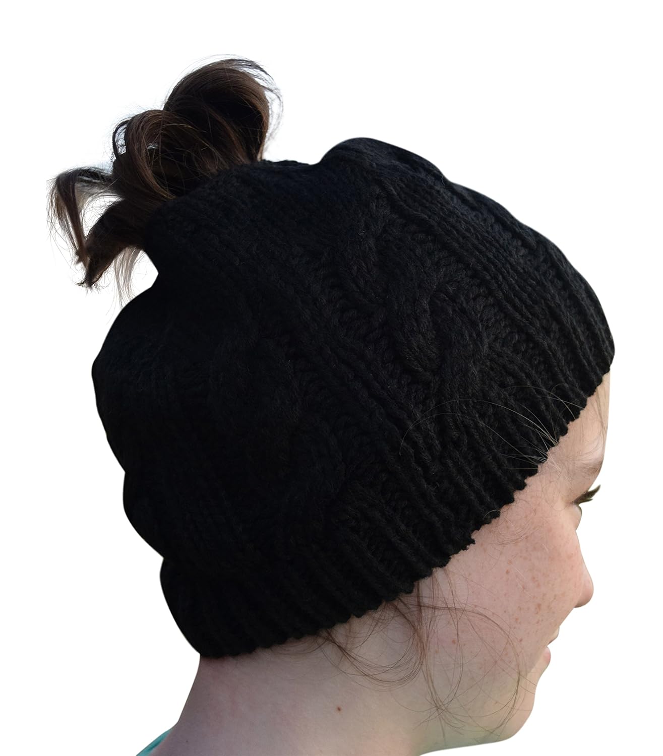 crochet hat with hole for hair