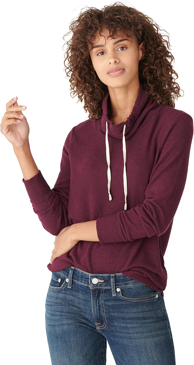 Lucky Brand Women's Long Sleeve Tunnel Neck Cloud Jersey Pullover Sweatshirt at  Women’s Clothing store