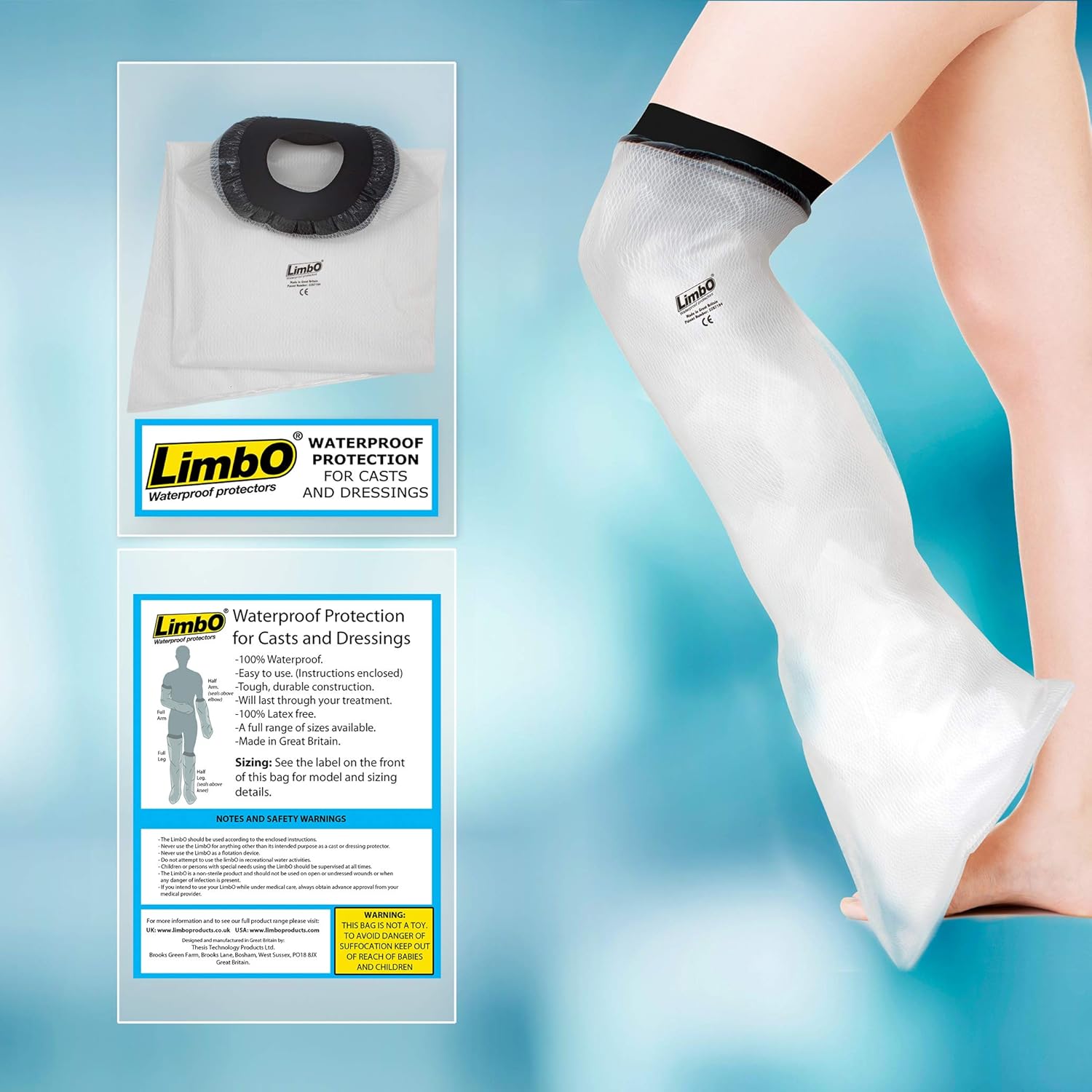 Limbo Half Leg Waterproof Cast & Dressing Protector Reusable Shower