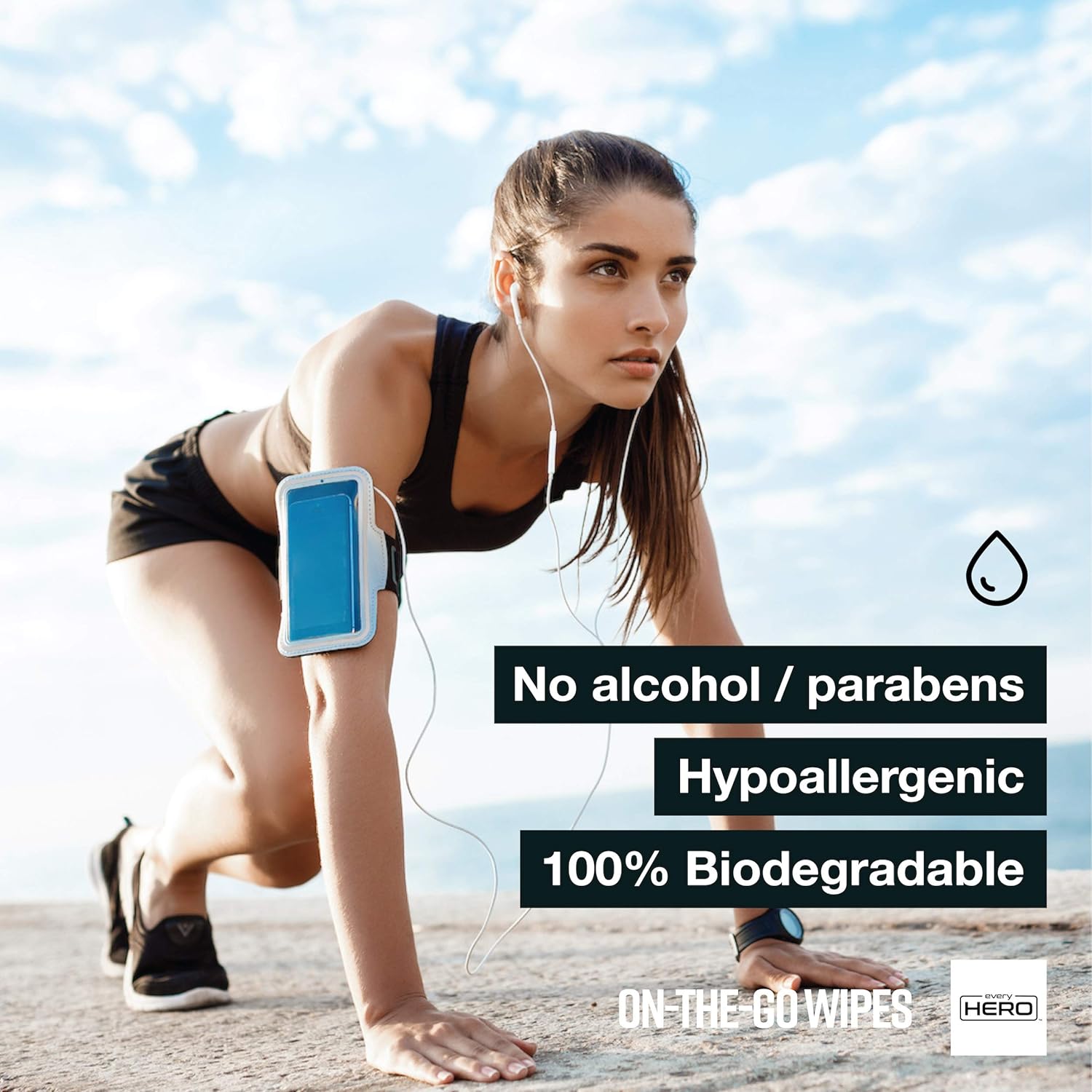 everyHERO Body Wipes 20 Count - No Shower Wipes for Adults - Extra Large for Post Workout, Camping, Travel - Unscented - Biodegradable - All Natural: Health & Personal Care