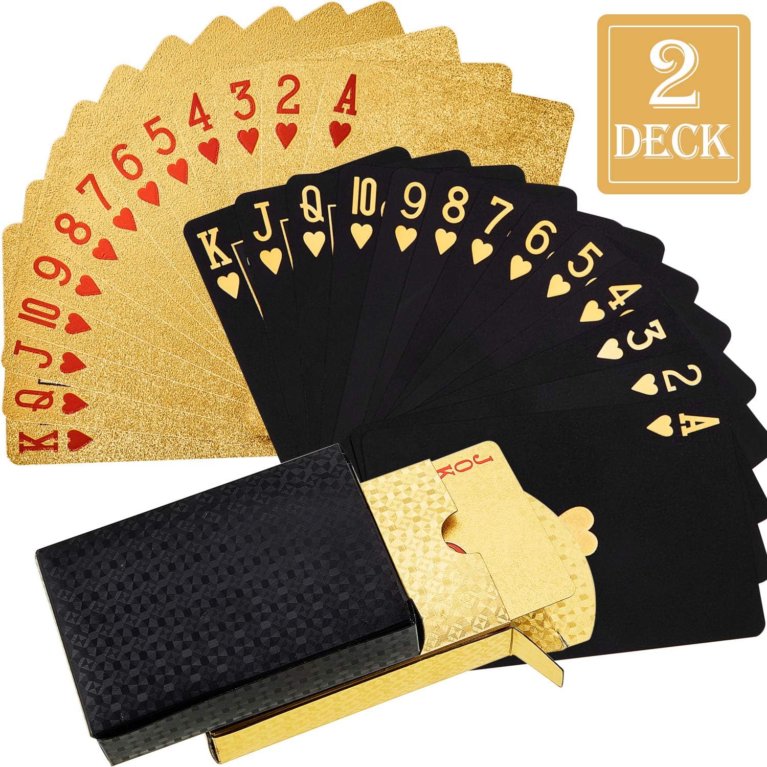 2 Decks Black and Gold Playing Card Waterproof Poker Cards Plastic PET Poker Card Novelty Poker