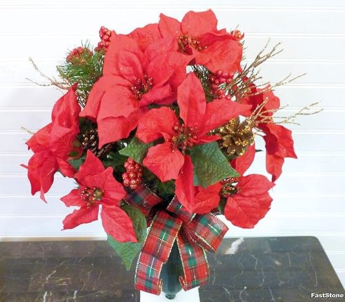 Amazon Com Poinsettia Cemetery Vase Christmas Cemetery