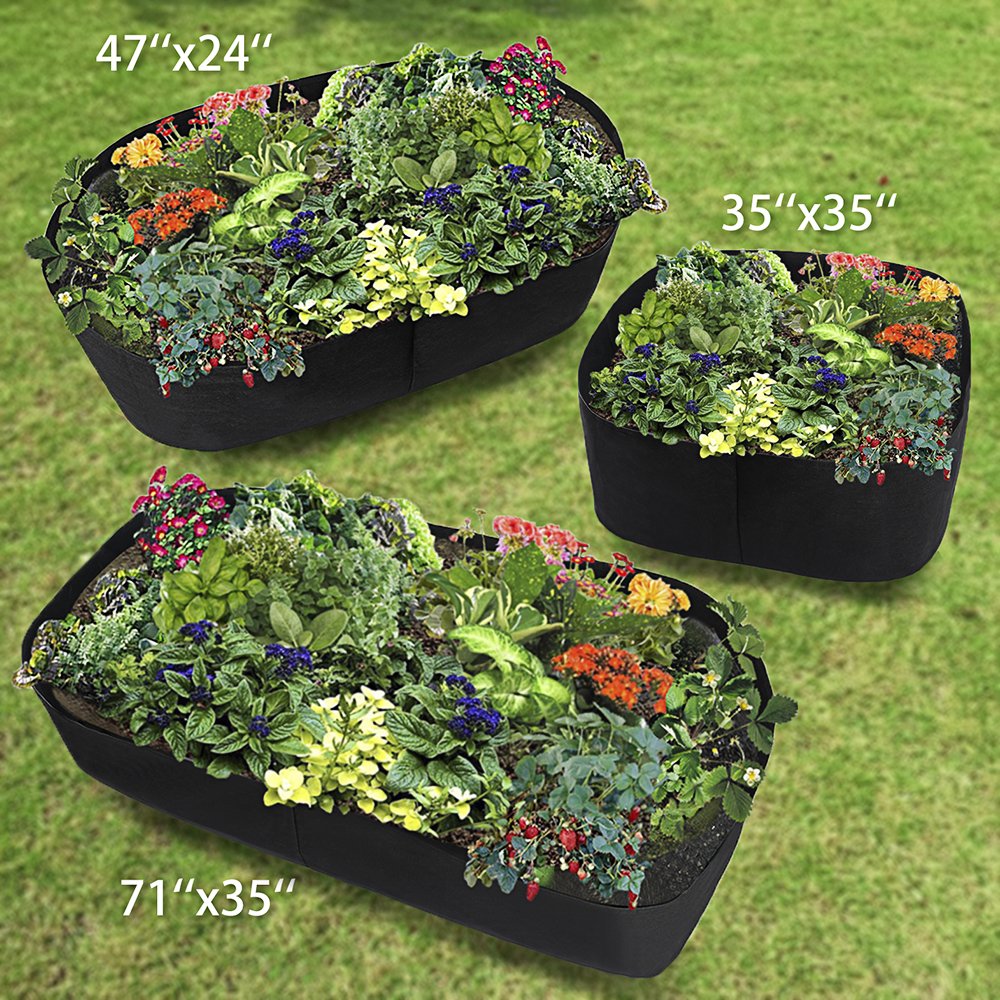 Uthome Fabric Raised garden bed,Raised Bag Bed,Garden Planting Aeration Fabric Container,Fabric Grow Pots,raised beds,grow bags for plants - all size (A)