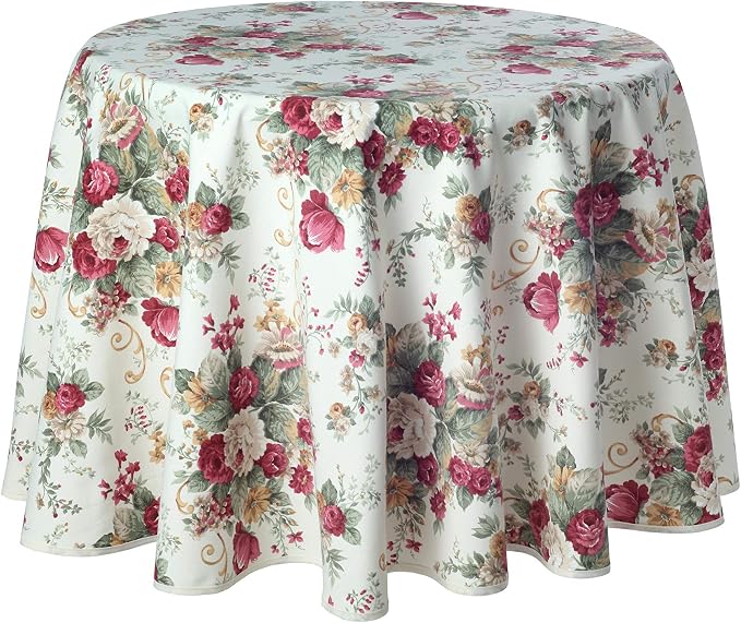 JUMBEAR Runde Tischdecke Mit Blumen & Libellen - 152,4 Cm Wasserdicht Mit Reißverschluss & Regenschirm-Loch