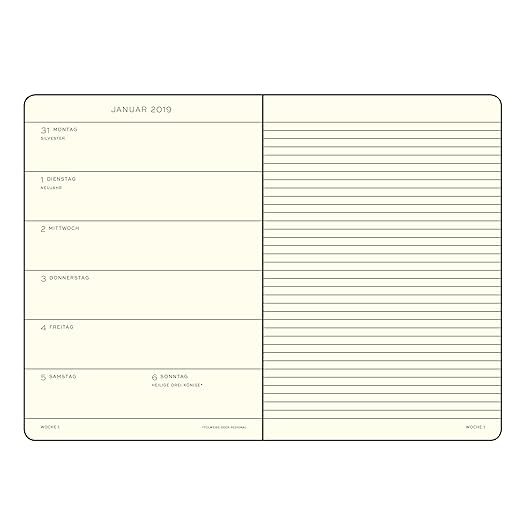 Leuchtturm1917 357726 Calendario semanal y cuaderno 2019, Alemán, Pocket (A6), color azul marino