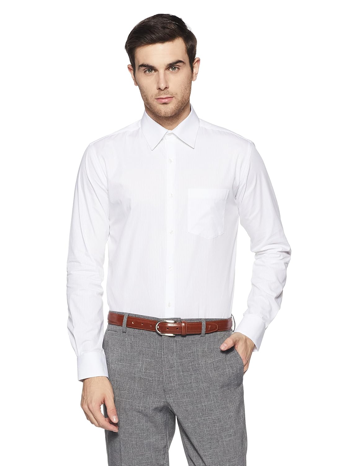 park avenue men's striped slim fit formal shirt