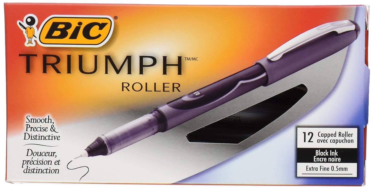 BIC Triumph Roller, Extra Fine Point (0.5 mm), Black Ink