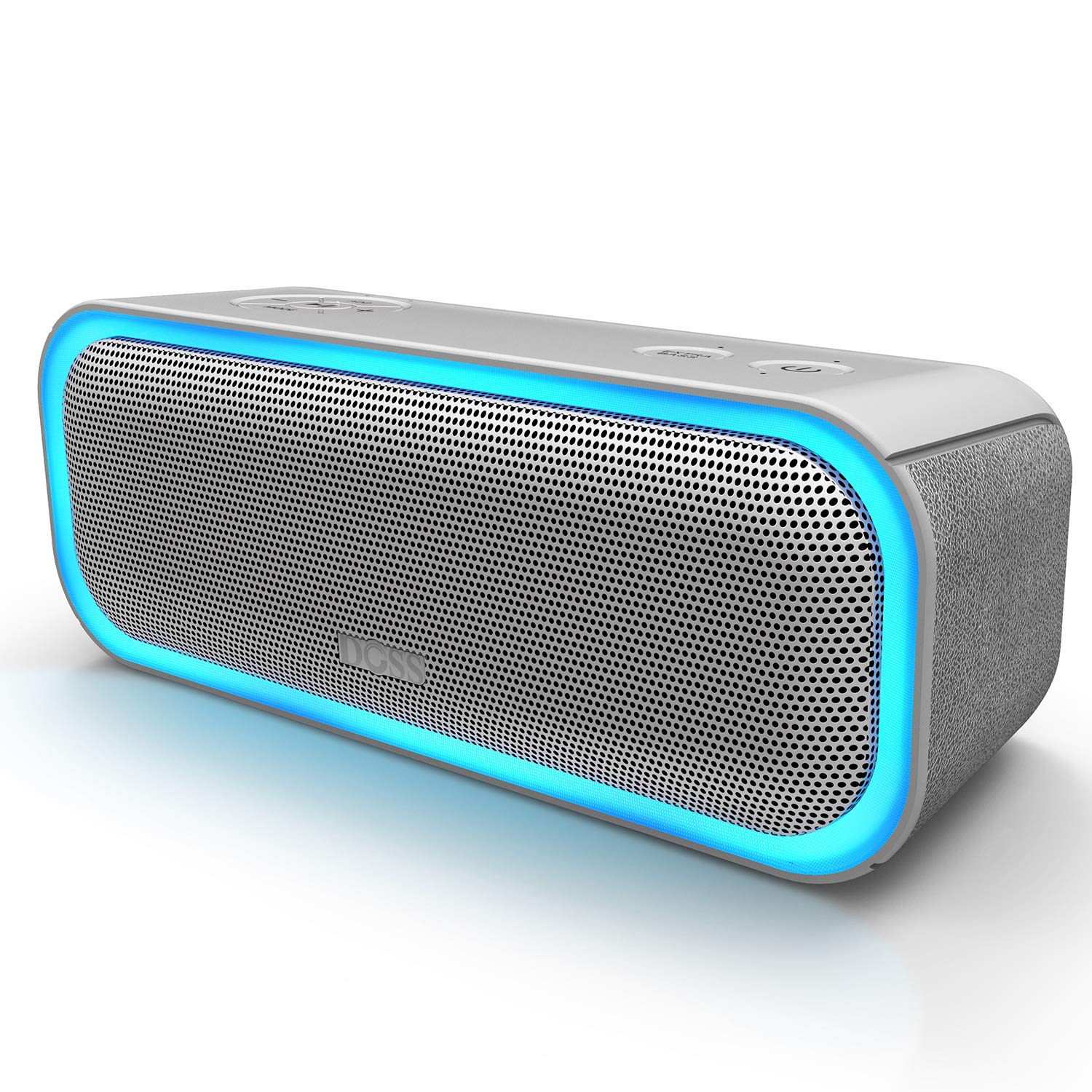 DOSS SoundBox Pro Portable Wireless Bluetooth Speaker V4.2 with 20W Stereo Sound, Active Extra Bass, Wireless Stereo Paring, Multiple Colors Lights, Waterproof IPX5, 10 Hrs Battery Life - Grey