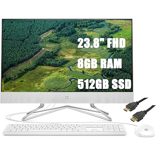 2020 HP 24 All-in-One Premium Desktop Computer 23.8" FHD WLED Anti-Glare Display AMD Athlon Silver 3050U Processor 8GB RAM 512GB SSD Pop-Up Webcam DVD-Writer HDMI WiFi Win 10 + iCarp HDMI