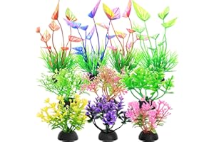 Vtapliea 10PCS Fish Tank Decorations Artificial Aquarium Plants Approximate Height 2 to 4.7 Inch for Betta Fish Decor