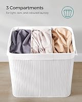 SONGMICS LCB091W01 150 L Laundry Basket with 3 Sorting Compartments Bamboo Lid view 9
