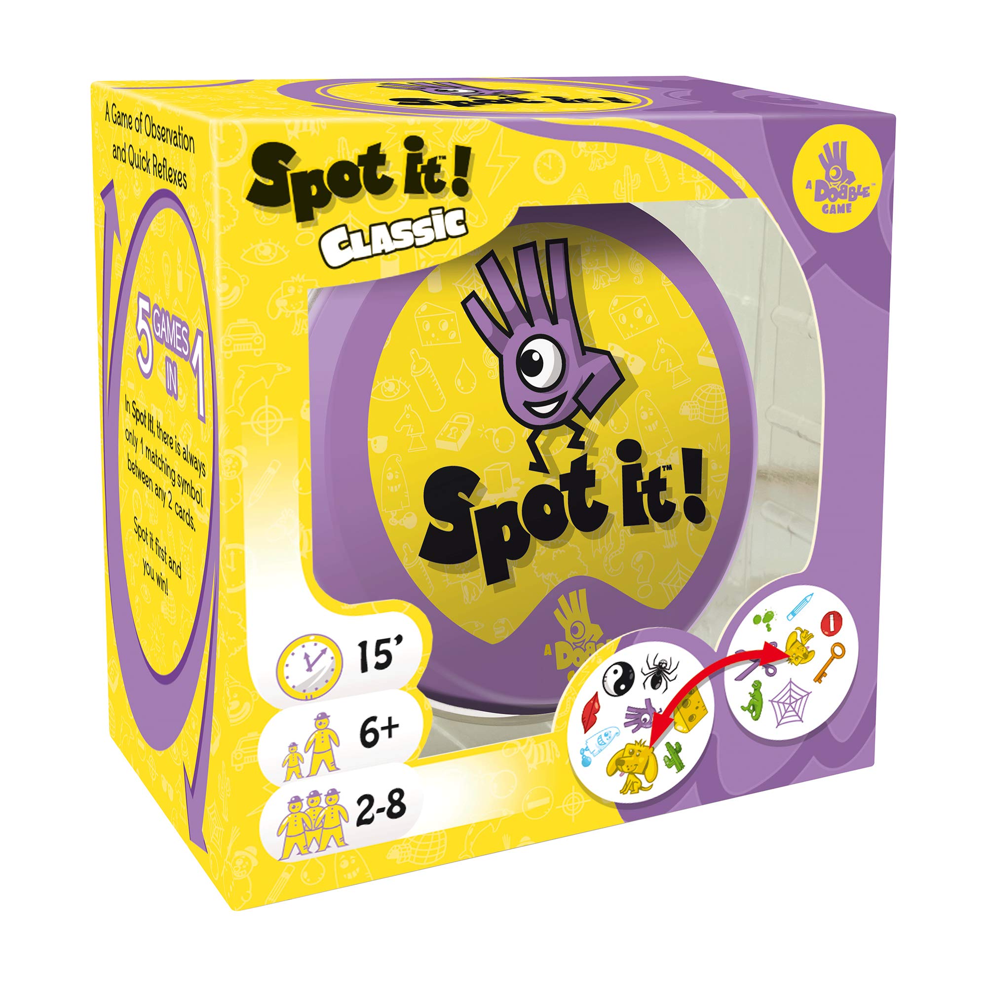 Asmodee Spot It! Classic - Award-Winning Card Game with Endless Playability, Fast-Paced Observation Game for The Whole Family, Ages 6+, 2-8 Players, 15 Minute Playtime