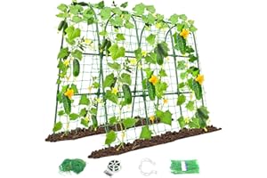 MYMULIKE Cucumber Trellis for Raised Bed, U-Shape Garden Trellis for Climbing Plants Outdoor, Metal Arch Trellis for Vegetables, Plant Support for Tomato, Pea, Zucchini
