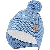 Ocatoma Winter Beanie with Earflap for Men Women Soft Warm Knit hat Fleece Lined Snow Hats Stocking Cap Outdoor