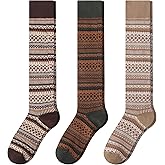 Owntouch Knee Socks for Women Warm Solid Color Calf Socks Retro Vintage Cotton Knit Long Sock Casual Holiday Cozy Boot Sock