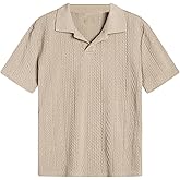 Verdusa Boys Button Down Shirt Tops Short Sleeve Collar Textured Tee Shirts
