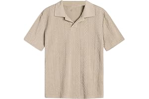 Verdusa Boys Button Down Shirt Tops Short Sleeve Collar Textured Tee Shirts