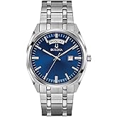 Bulova Men's Classic Dress Surveyor 2-Hand Day/Date Quartz Watch, Luminous Hands, 39mm