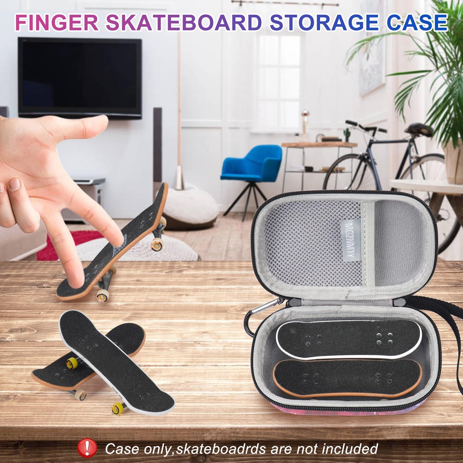 MGZNMTY Portable Storage Case for Teck Deck Ultra DLX Finger Skateboards, Fingerboard Carrying Case Compatible with 2 PCS Tech Deck Fingerboard (Small, Galaxy)