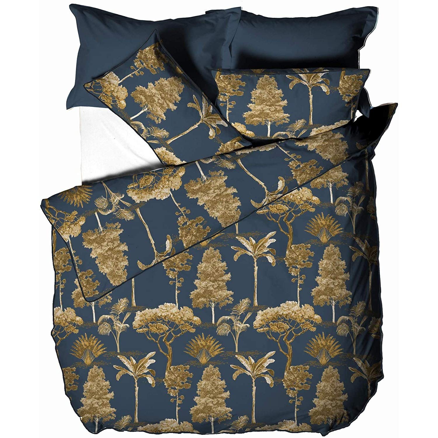 Paoletti Arboretum Pillowcase Set, Blue, 50 x 75cm