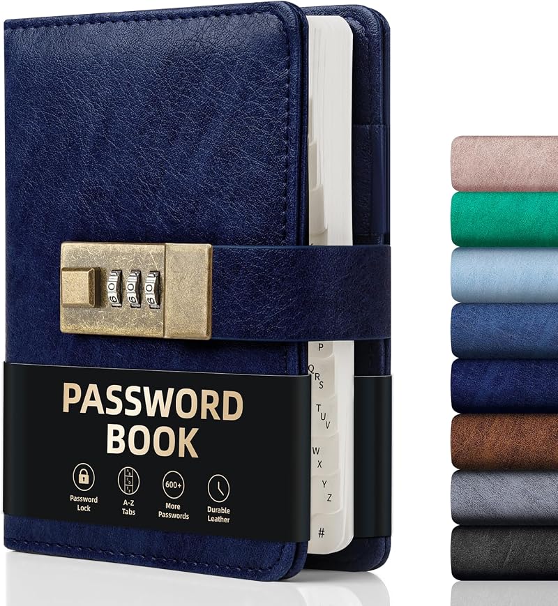 WEMATE Password Book with Lock and Alphabetical Tabs 600+ Entries