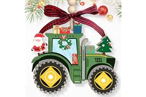 HUNIGIFT Tractor Ornaments - Tractor Christmas Ornament - Kids Christmas Ornaments, Christmas Ornaments for Boys, Construction Ornaments Christmas, Construction Truck Ornaments - Wood Christmas Ornaments 2024