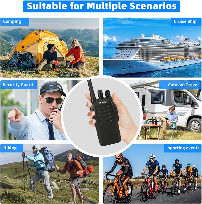 Walkie Talkie PMR446 Radio Ricetrasmettitore, 16 Canali Walkie-talkie Professionali Ricaricabili a Lungo Raggio con Auricolare e Luci LED Adatte per Sport All'Aperto, Cantiere (2 Pezzi, Nero)