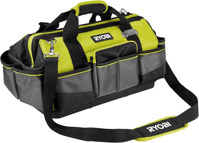RYOBI RSSMTB1 Medium Tool Bag 18 Pockets Durable 600D 1680D Hard Bottom