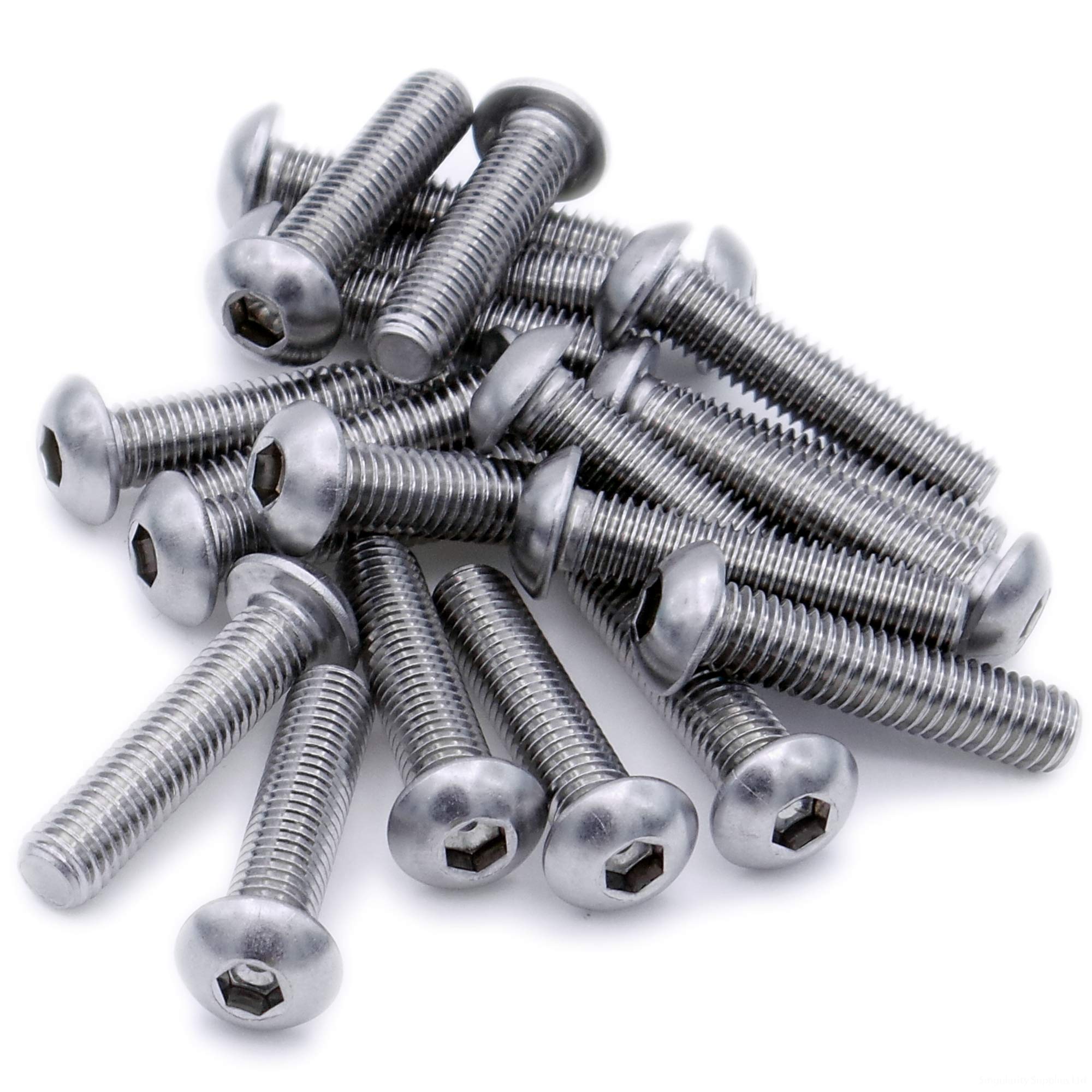 M3 (3mm x 10mm) Hex Socket Button Machine Screw (Bolt) - Stainless Steel (A2) (Pack of 20)