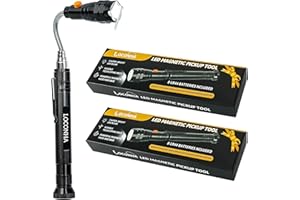 LOCONHA Magnetic Pickup Tool with LED Lights, Telescoping Magnet Flashlight, Cool Gadget Birthday Gifts Christmas Day Gifts for Men, Handyman, Husband, Boyfriend, Him, Father, Dad (2 PACK)