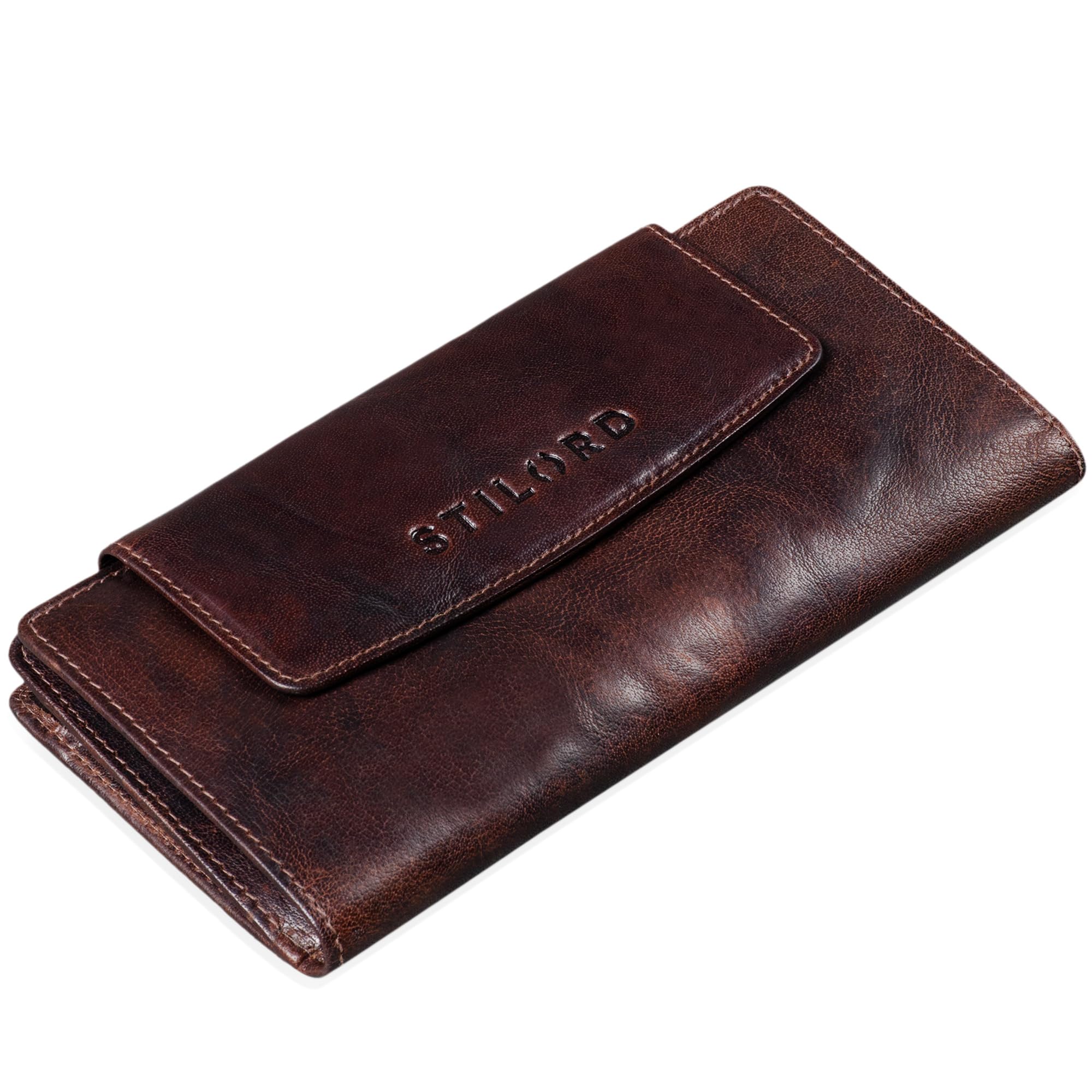 STILORD "Lorelai" Ladies Wallet Genuine Leather Purse Vintage Wallet Large Zpper Compartment Classic Women Notes Colour:Espresso Brown — image 1