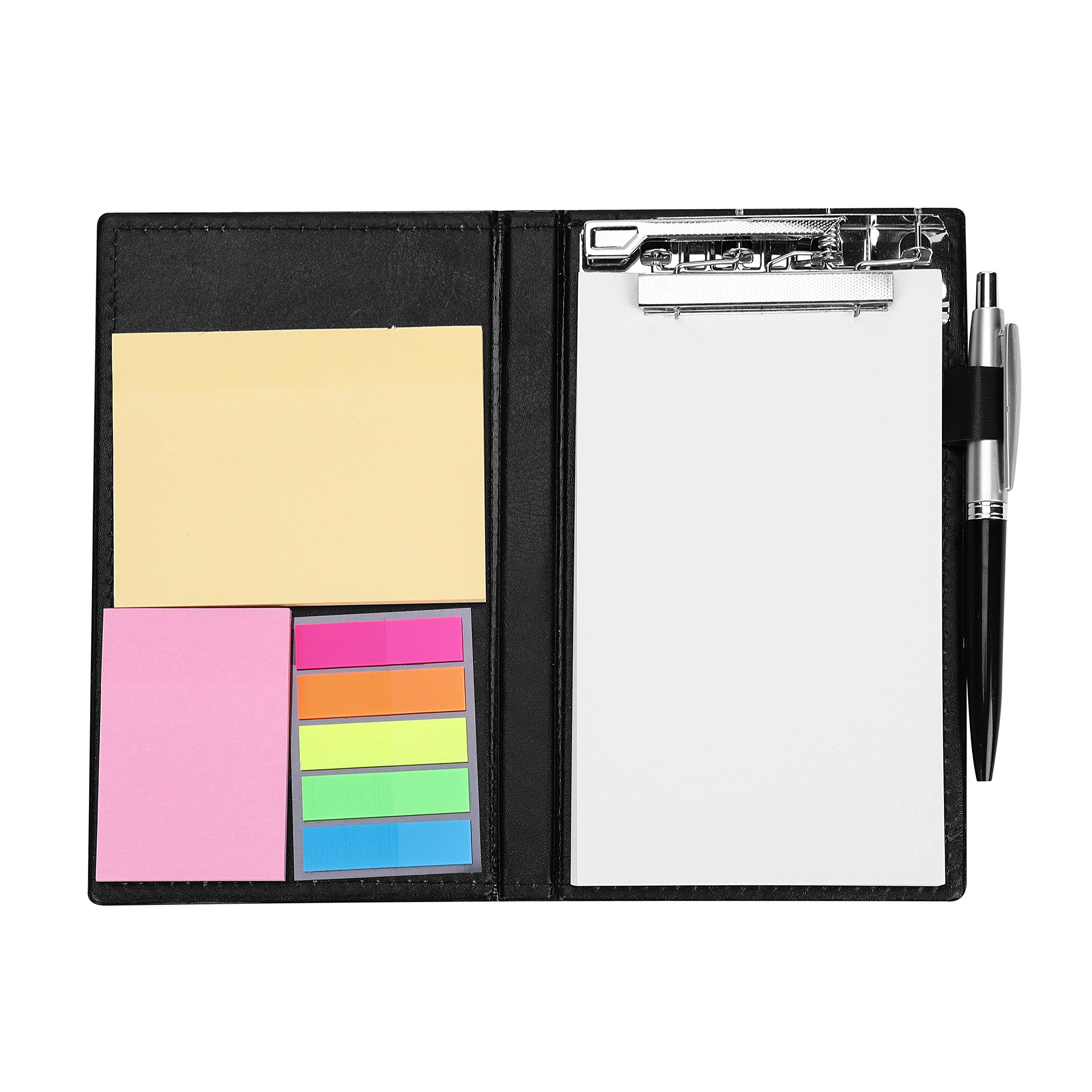 Sticky Notes Set PU Leather Note Book Self Sticky Note Pad Memo Message Pads Neon Color Index Tabs Sticky Note Flags Page Marker Label Pocket Blank Notebook Clipboard Folder with Pen