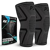 PX Compression Knee Brace for Women & Men, 2 Pack Knee Brace for Meniscus Tear, Torn ACL, Running Workout, Sports - Black Machine Washable Knee Support Sleeve for Arthritis Pain Relief – XXL Pair