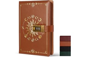 HEYPLACE Brown Journal with Lock, A5 Leather Journal Diary for Women Hardcover Travel Notebook Locking Mechanism Gift Notebooks（224 Page）