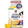 SUNNY SAM Biotin Collagen Gummies for Women & Girls - Low Sugar 60 Chewable Beauty Collagen Gummies for Enhanced Hair Skin and Nails - Biotin, Vitamin A, Zinc Supplement - Natural Lemon Flavor
