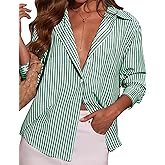 LOMON Button Down Shirt for Women Spring Summer Tops Long Sleeve Business Dressy Casual Blouses Collared Work Outfits Clothes