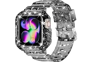 XYF Compatible for Crystal Clear Apple Watch Bands, 49mm 46mm 45mm 44mm 42mm 41mm 40mm 38mm Bumper Case for Men Women Jelly Sport Cover Strap for iWatch Ultra 3 2 Series 11 10 9 8 7 SE 6 5 4 3